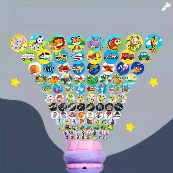 Mini Projector Flashlight with 3 Slides with 24 Different Patterns Including Animals, Dinosaurs, Vehicles, and Space, Perfect for Halloween Green Green 1 flashlight+3 projector card