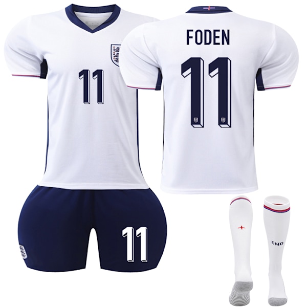 UEFA Euro 2024 England Hemmafotbollströja Barn Kit Nr 11 Foden XS XS