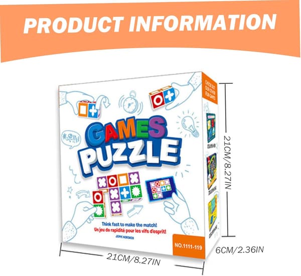 Matching Puzzle Game for Kids, Educational Logic Board Game with Pattern Cards, Interactive Family Toy for Early Learning