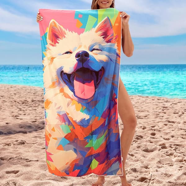 2-in-1 Foldable Beach Towel Backpack - Camping Yoga & Travel Built-in Storage for Printed Bath Towels