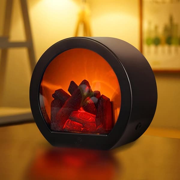 Decorative Flameless Portable LED Lantern with LED Simulated Flame Effect and Simulated Flame Touch Switch.