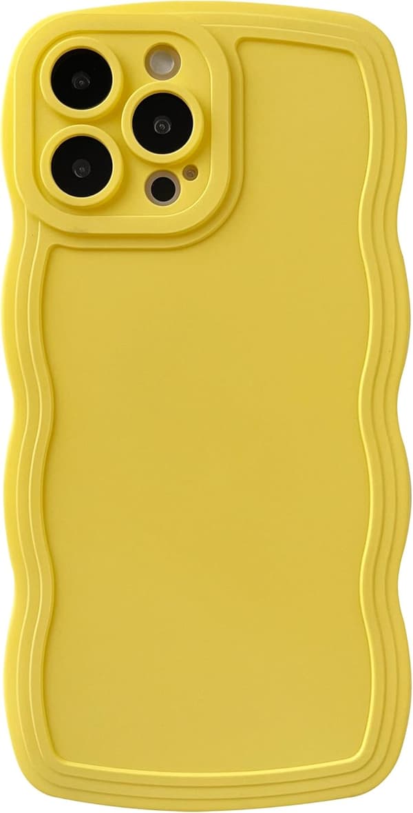 Til iPhone 13 Pro Max-deksel, ensfarget bølget ramme myk kompatibel med iPhone-deksel (iPhone 13 Pro Max) Gul