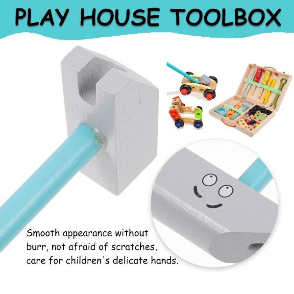 Verktygssats för barn, träverktygssats för småbarn inklusive verktygslåda, Montessori Stem Learning Educational Construction Toys för 3 4 5 6 år gamla pojkar