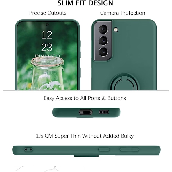 Samsung S21 - Välj Färg Silikonskal Magnetisk Ringhållare Green Grön Green Grön