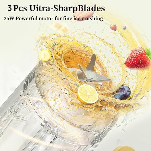 Portable Personal Blender - 600ml USB Rechargeable Smoothie & Shake Maker with 12 Blades | Mini Juicer, Small & Multifunctional