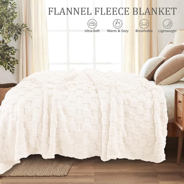 Rutete Fleeceteppe, Supermykt og Varmt Sofateppe, Lett for Alle Årstider, 100x150 CM