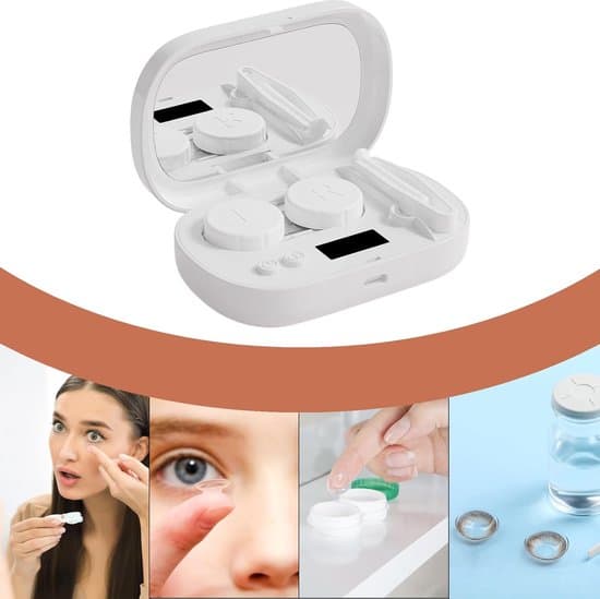 Ultralydsrenser – Ultralydsrenser til briller – Ultralydsrenser til kontaktlinser – Med makeupspejl og batteriindikator