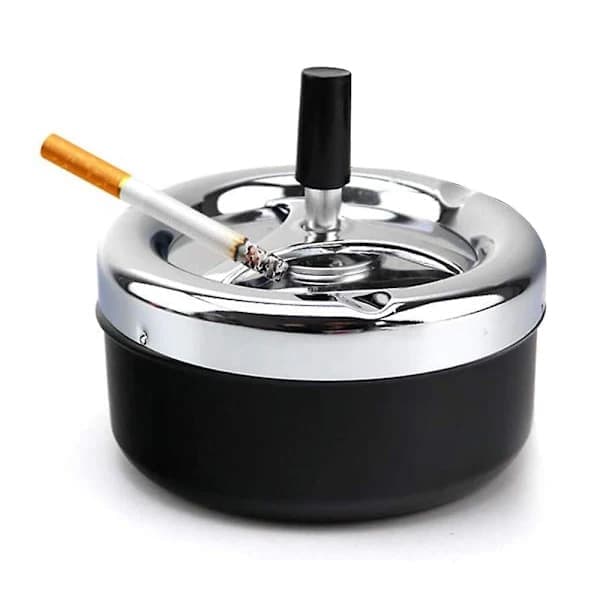 Automatic Cleaning Rotating Ashtray Large Metal with Lid