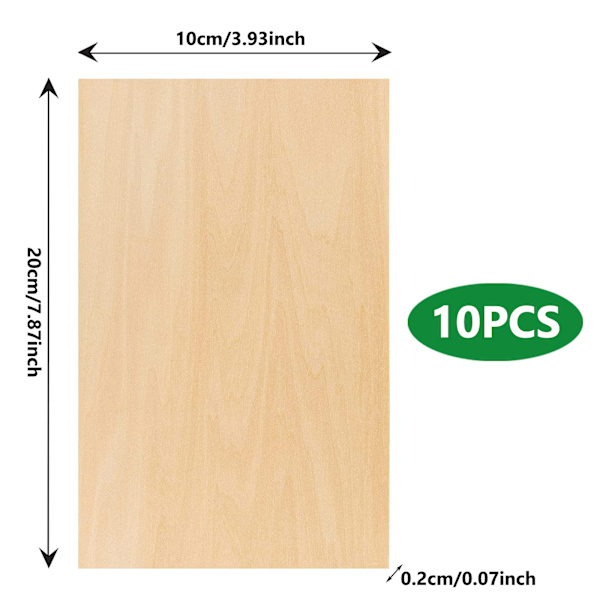 10 st tunna träskivor 200x200x1,5 mm träämne för Cricut Maker trähantverk målning graverade modelltillverkningsprojekt