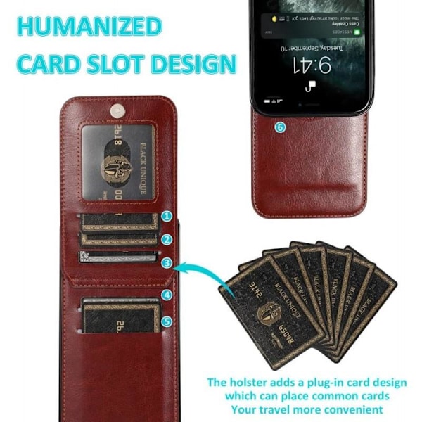 iPhone 15 Pro Mobilskal Korthållare 5-FACK Retro V3 Mörkbrun Mörkbrun