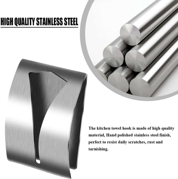 A drill-free stainless steel towel rack, suitable for hanging towels, dishcloths, etc.