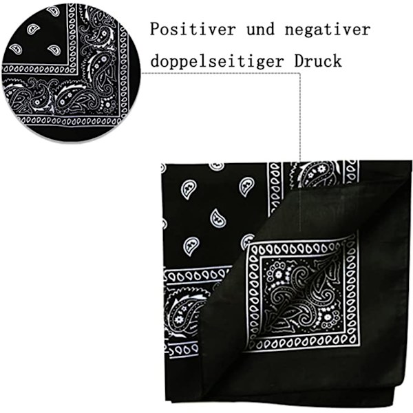Set med 3 bandana-huvuddukar, röda, vita, svarta sjalar för kvinnor och män, bandana, huvudduk, halsduk, fyrkantig sjal, färgglad