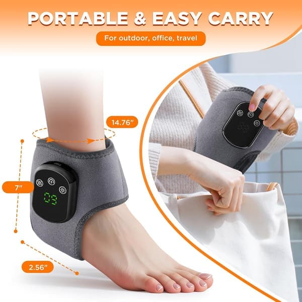 Wireless Ankle Massager with Heat Function, Ankle Heating Pad, USB Rechargeable Heat Brace/Warmer.
