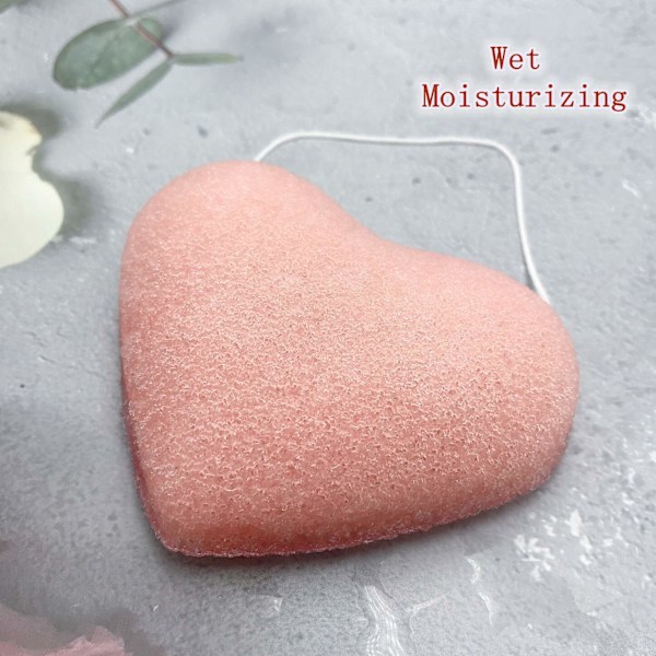 Ansiktsvamp för rengöring och exfoliering Premium Pink Clay Hjärta Naturlig Organisk Mjuk Återanvändbar för Känslig Hud