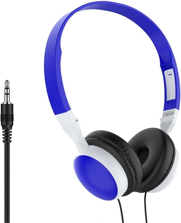 Kablet Over-Ear Datamaskinheadset med Støyreduserende Puter, Sammenleggbar Design for PC og Nettbrett, Mørkeblå
