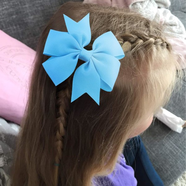 40 st 3 tums hårrosetter för flickor, DIY Enfärgad Grosgrain Ribbon Pinwheel Toddler Klämmor Hårspärrar Tillbehör