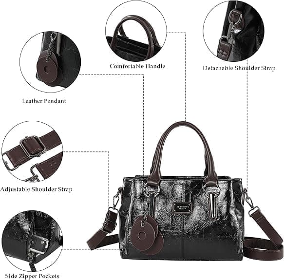 Damhandväskor & Plånböcker Veganska Läder Tote Väskor Dam Crossbody Axelväskor med Fack Reseplånböcker