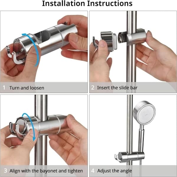 Dusjhodeholder - Justerbar hånddusjholder, egnet for 18-25 mm dusjstenger
