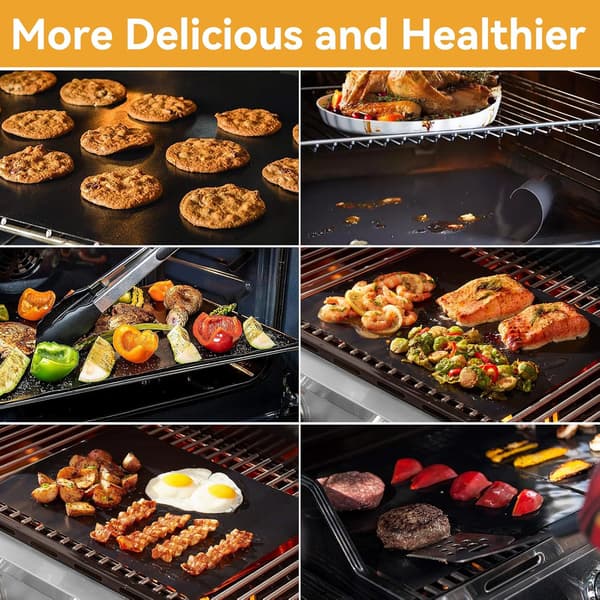 10-pak Grillmåtte, Ovn Måtte, Bagemåtte - Non-stick - 40x33 Sort