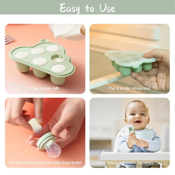 Babyfrugtføder med ispindeform, velegnet til babyer i alderen 3-12 måneder, en bidelegetøjsgave til babyer (grøn).
