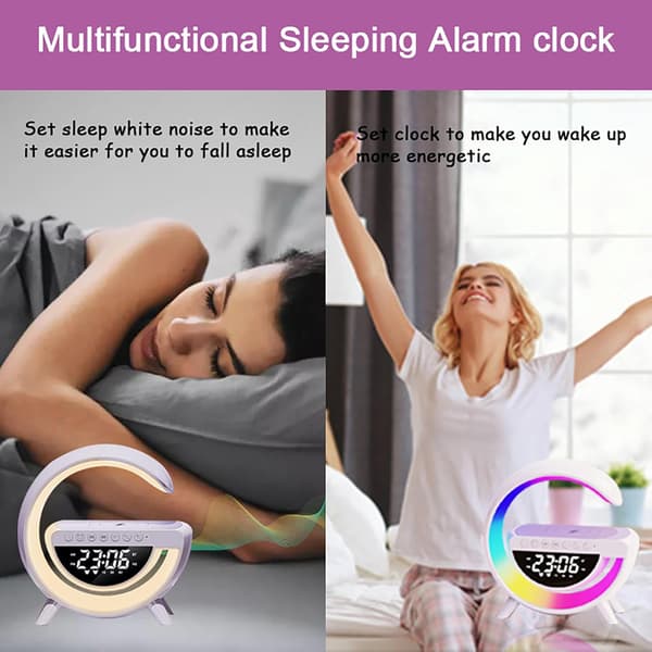 Multifunctional Bluetooth Speaker LED Bedside Lamp Night Light for Deep Sleepers Ultra-fine Bedroom Decor (White) L