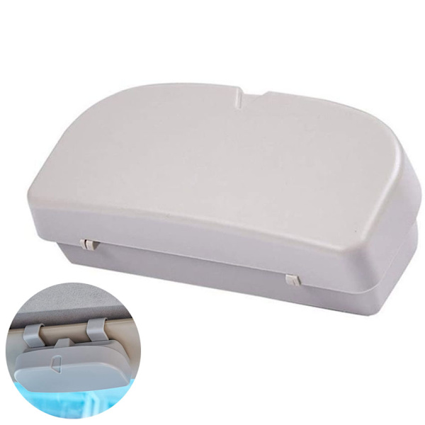 Bil solglasögonhållare, bil auto universal solglasögon förvaringshållare klämma fodral arrangör låda universal (beige)