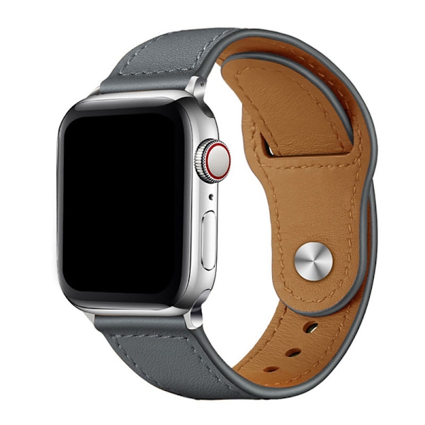 Vintage Business Head Layer Nail Buckle Apple Watch Rem för applewatch i äkta läder Gray 38/40/41MM Gray 38/40/41MM