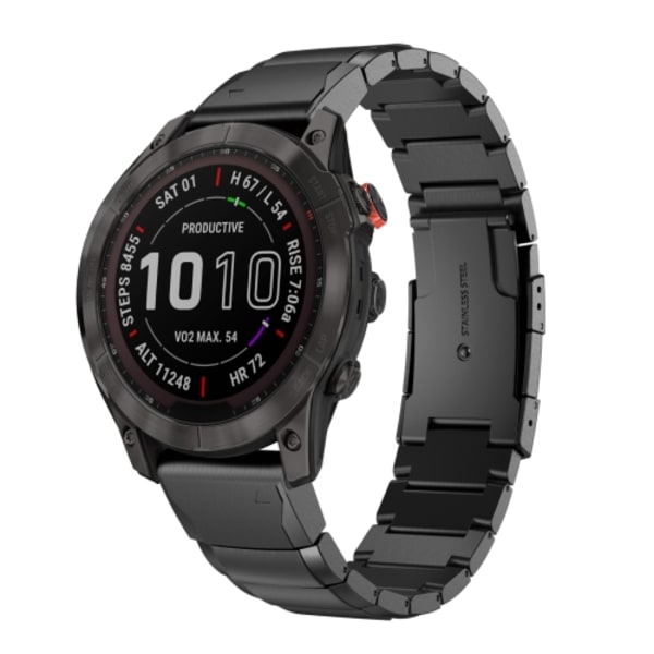 För Garmin Fenix ​​7 Sapphire Solar 22mm Tortoise Shell i rostfritt stål watch Black Black