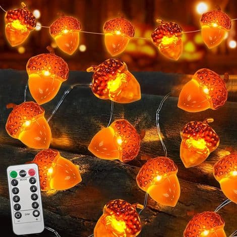 Autumn Tassel String Lights, 3M 30 LED Fall String Lights, Waterproof Battery Box (3 AA), 8 Functions, with Remote Control