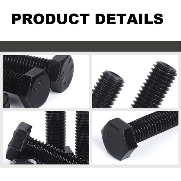Hex Screws (fully threaded) M8 x 35 mm Screws Hex Bolts in Class 12.9 High-Strength Alloy Steel (10 pcs)