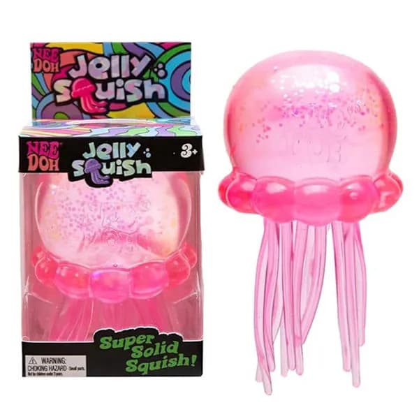 NeeDoh Jellyfish Jelly Squeeze Sensorisk Legetøj, egnet til børn og voksne, pink.