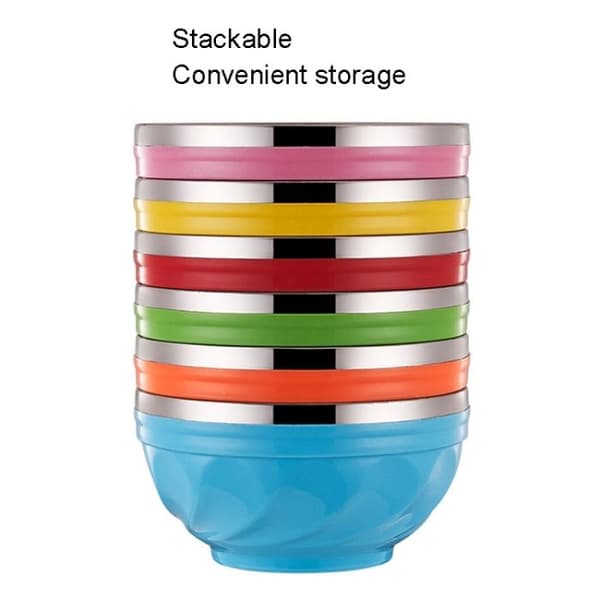 XVX 6 doble boller i rustfritt stål 15 cm med lokk - Isolerte risboller for barn, 6 farger