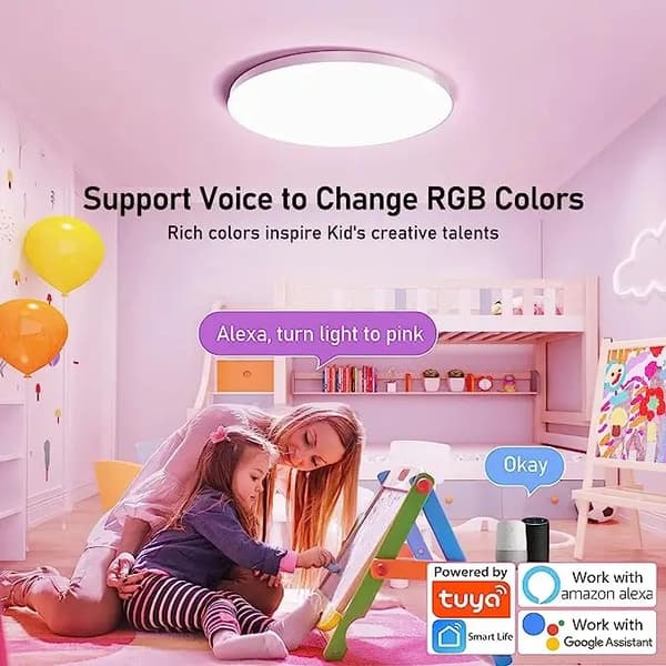 Smart RGB-loftlampe – Bluetooth- og Wi-Fi-aktiveret, stemmestyret atmosfærisk loftlampe