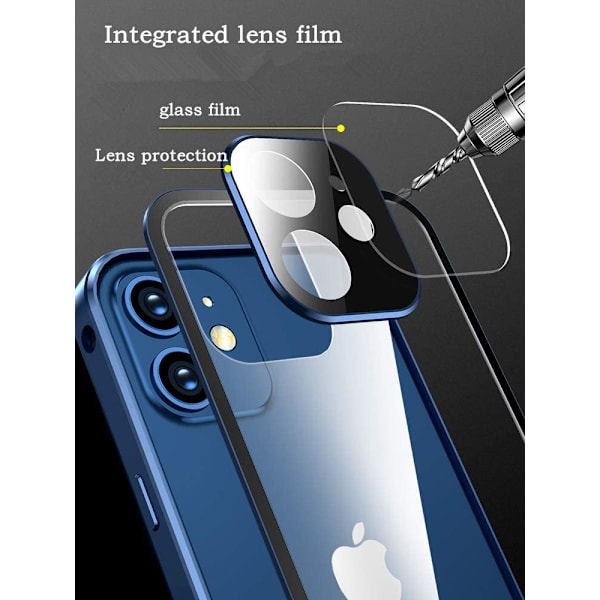 Anti-Peeping IPhone 12 Pro Max Fodral, med Stark Magnetisk Adsorption Kameralins Skydd Metallram