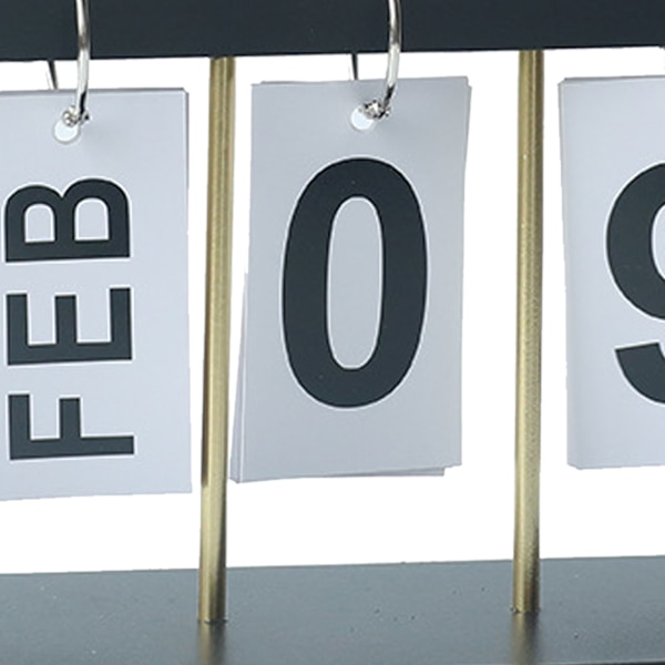 Evighetskalender i trä, stående skrivbordskalender, utsökt daglig kalender för hem, bibliotek, kontor, svart