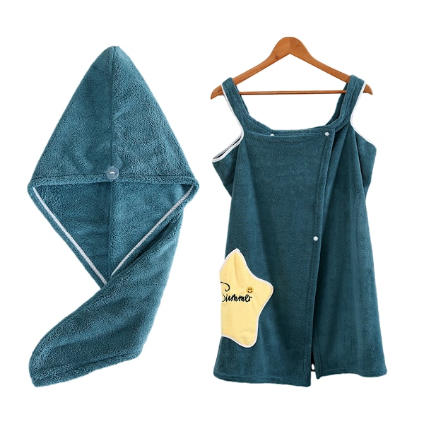 1 set handduk wrap bad dusch wrap handduk wrap mjuk lätt bad body wrap, med torr hår mössa (storlek stor)
