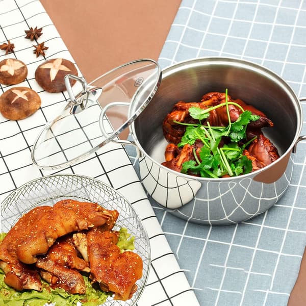 Universelt Airfryer-stativsæt - 8-tommer stabelbare bagegitre i rustfrit stål, 3-delt sæt til 4.2-5.8QT Airfryere og ovne