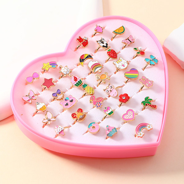 Barnring Mode Cartoon Flickor Smycken Kristall Gem Prinsessa Smycken Justerbar Ring G G