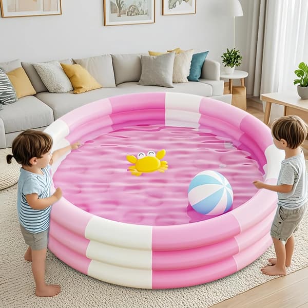 Oppustelig børnepool oppustelig børnepool småbørnspool til sommervandfest have Pink