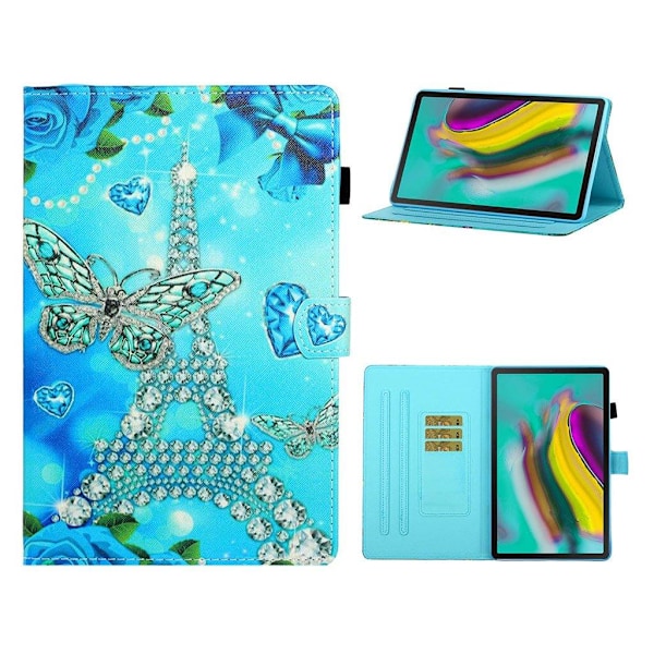 Samsung Galaxy Tab S5e läderfodral med coolt mönster - Torn Blå