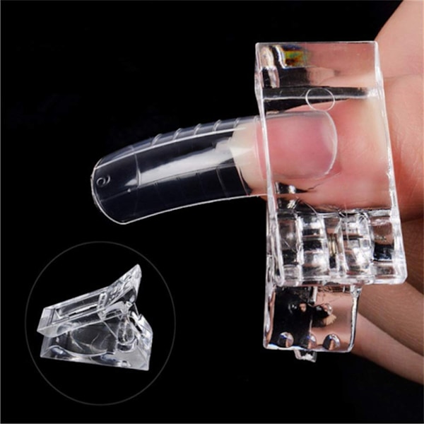 EBANKU Clear False Nails Tips Nagelformar, 100 bitar Nagelförlängningssats för Gel Nails Akrylnaglar med 1 stycke akrylmålarpensel med dubbla ändar