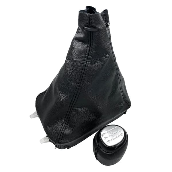 Læder Gearknopdæksel Kompatibelt med SAAB 9-3 2003-2012 Biltilbehør 5 Gear Sølv Combo