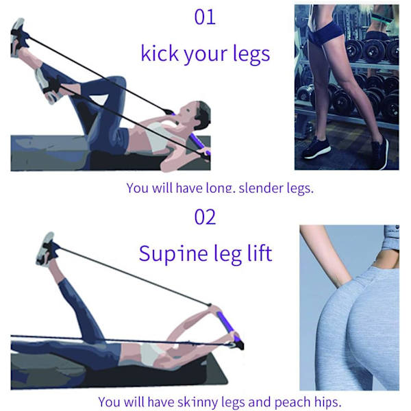 Bärbar Yoga Pilates Bar Kit, Pilatesutrustning med motståndsband för total kroppsträning, yoga, fitness, stretch, motståndsträning hemma