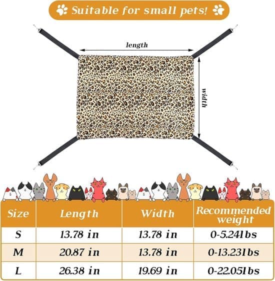 Set of 2 - Pet Hammock - Double-Sided Hammock for Cats - Soft and Breathable Pet Cage Hammock - With Adjustable Straps