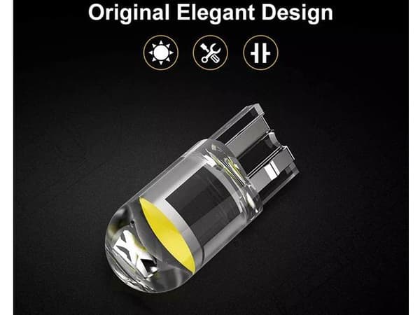 T10 w5w 6000k LED-lampor med 1 st. COB LED-chip, 12V DC, 10-pack. Vit white