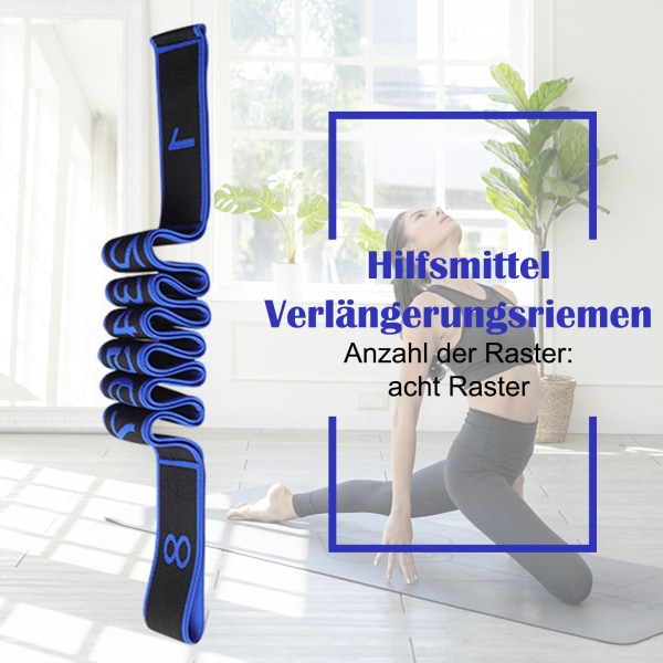 CLOPAE Yoga stretching band, fitness band, yoga stretch band med 9 öglor, mycket elastiskt gymnastik band, uppgradera, expandera yoga stretching band,