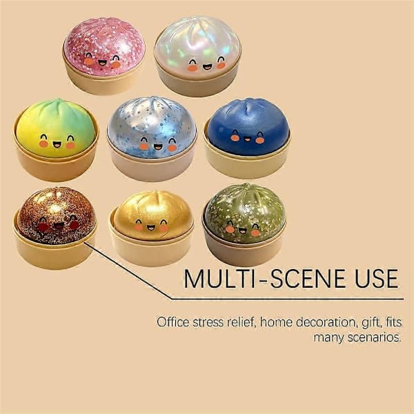 Dumpling Squishies Legetøj - Kæmpe Glitrende Dumpling, Farverige Dumplings Stressbolde Fidget Sensorisk Legetøj, Klem Dejbold til Stresslindring