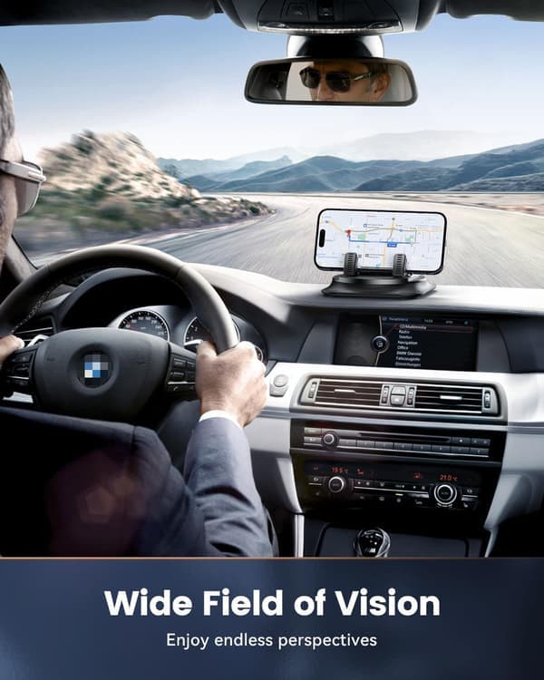 360° Rotating Dashboard Phone Holder with Adjustable Spring Clamp