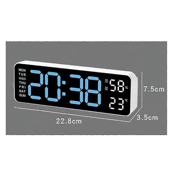 Stor digital väggklocka LED Temperatur Luftfuktighet 12/24H Grön