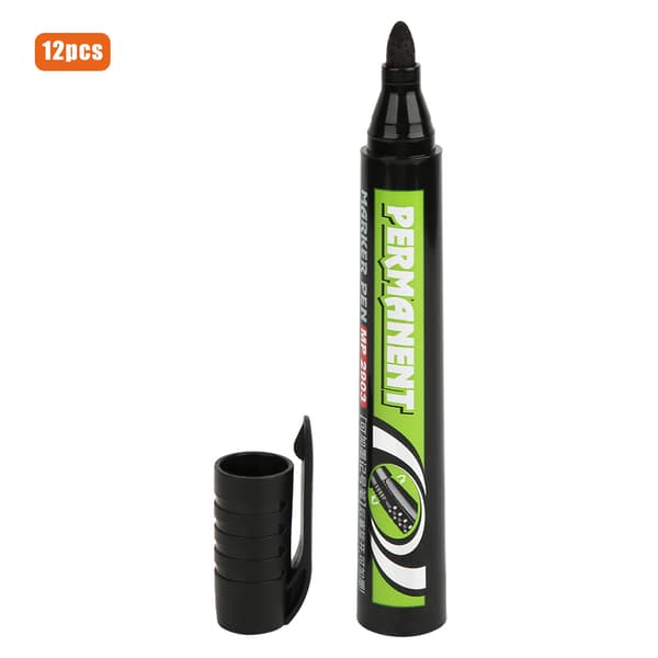 12 pcs large capacity whiteboard pens, erasable plastic shell, office supplies, black